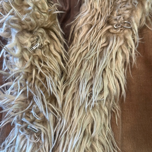 Corduroy Faux Fur Trench-coat - L - Picture 5 of 7
